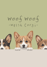 Woof Woof -Welsh Corgi 01- MATCHA GREEN