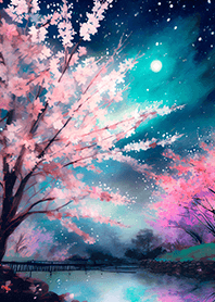 Beautiful night cherry blossoms#205