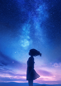girl looking at the starry sky 2