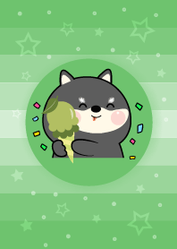 Simple Black Shiba Inu Love Green Theme