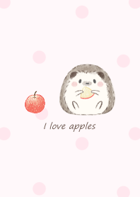 Hedgehog and Apple -pink- dot 2
