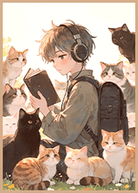 療癒生活貓咪朋友 男孩與貓9J 奶茶色