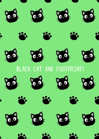 BLACK CAT AND FOOTPRINTSj-GREEN-BLACK
