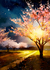 Beautiful night cherry blossoms#1467