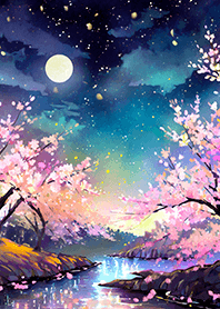 Beautiful night cherry blossoms#885