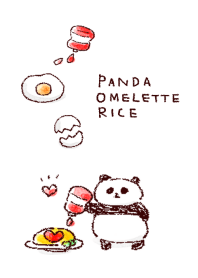 simple panda Omelette rice white blue.