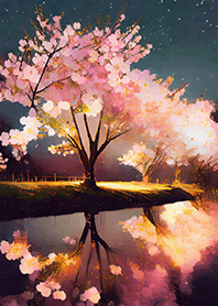 Beautiful night cherry blossoms#1465