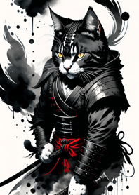 Ink wash cat samurai 3C5F6e