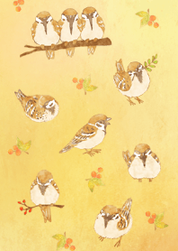 Sparrow illustration (yellow)
