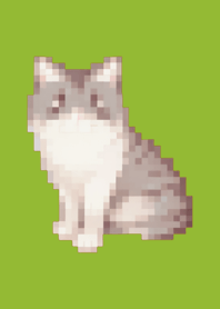 Tema Seni Piksel Kucing Hijau 03