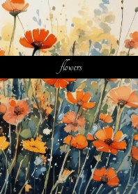 Cute Orange Flowers black