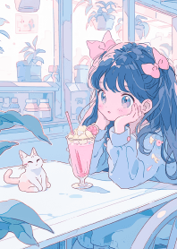 สาวแมวน่ารักดื่ม