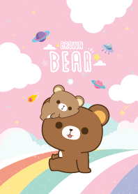 Brown Bear Sky Rainbow Pink
