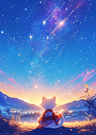 ⭐️流星雨と着物猫❤️