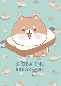 ชิบะอินุ/อาหารเช้า/ขนมปังปิ้ง/สีเขียว2