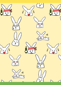 happy rabbit02 on yellow