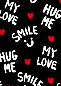 HUG LOVE SMILE HEART-Black-joc