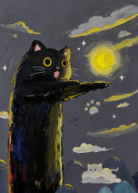 long cat!!!(oil painting) Night