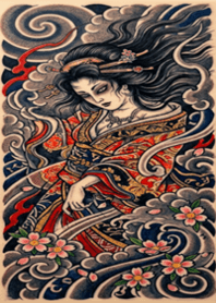 Elegant Woman in Whirling Winds