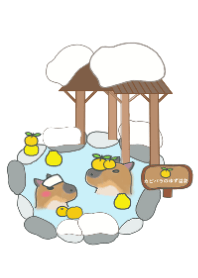 Animal-Capybara-hot spring-yuzu-winter