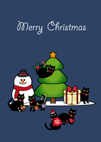 black cat christmas.Navy blue