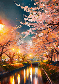 Beautiful night cherry blossoms#924