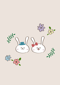 可愛兔兔情侶˙米色