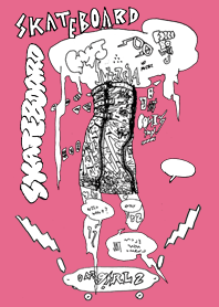 SKATEBOARD GRAFFITI skater pink