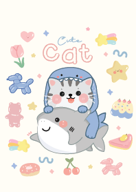 I Love Cat & Shark : Pastel