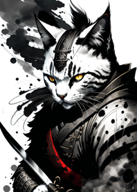 Ink wash cat samurai 8Bb1d8