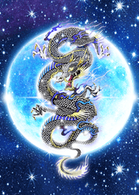 Full moon and blue dragon