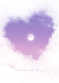 Heart Cloud & Moon  - blue & purple 03
