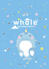 ปลาวาฬ ยูนิคอร์น มินิมอล สีท้องฟ้า