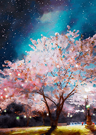 Beautiful night cherry blossoms#1522
