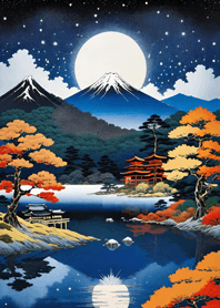 Starry sky, sea and lake, Ukiyo-e 6F7E