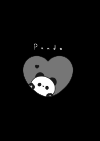 Panda in Heart(line)/black gray, filled