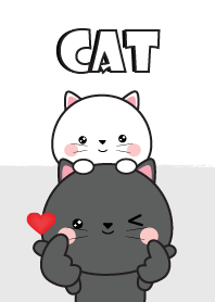I Love Cute White Cat & Black Cat