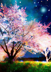 Beautiful night cherry blossoms#1365