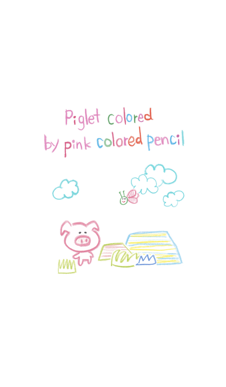 Piglet colored by pink colored pencil 2