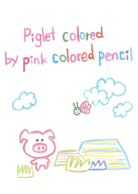 ピンク色の色鉛筆で描かれた子ぶた2