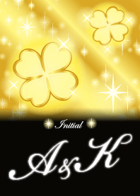 A&K イニシャル 金運UP!ゴールドクローバー