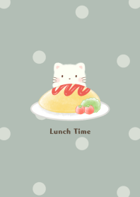 Cat and Omelet rice -green- dot