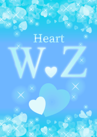 W&Zイニシャル運気UP!幸せのハート青ブルー