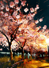 Beautiful night cherry blossoms#1840