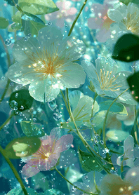 Green Aqua Blossom Sparkle