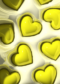 3D Glossy Yellow Heart.