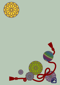 日本傳統圖案02(球和菊花) + 薄荷綠 [os]
