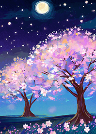 Beautiful night cherry blossoms#868