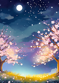 Beautiful night cherry blossoms#1478