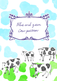 Biru dan pola sapi hijau